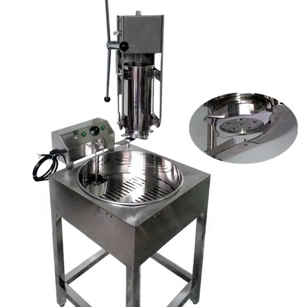 

5L Commercial manual churro maker 6pcs/time Fried dough sticks Spanish churrera churro maker filler with fryer machine