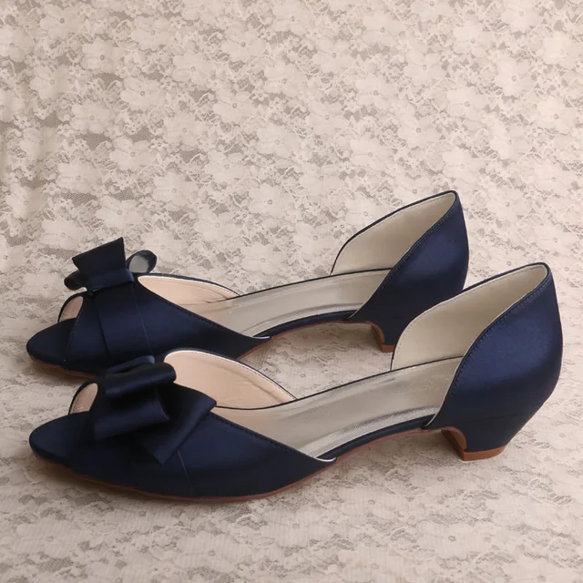 navy blue kitten heel court shoes