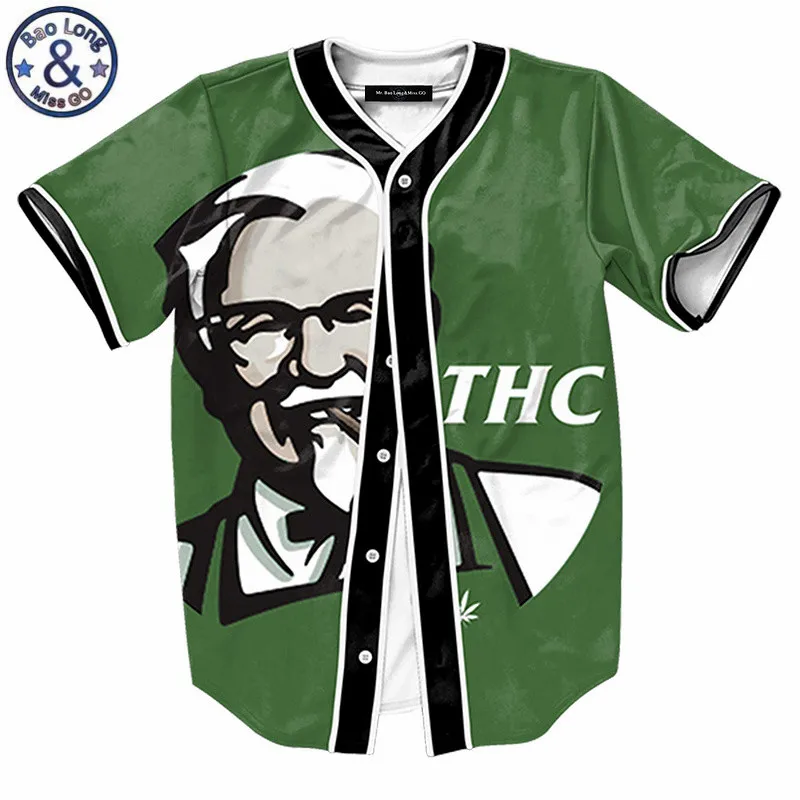 

KFC Old Men Print T shirts Men Short Sleeve Cardigan Shirt Opening Buttons T-Shirt 3d M-3XL