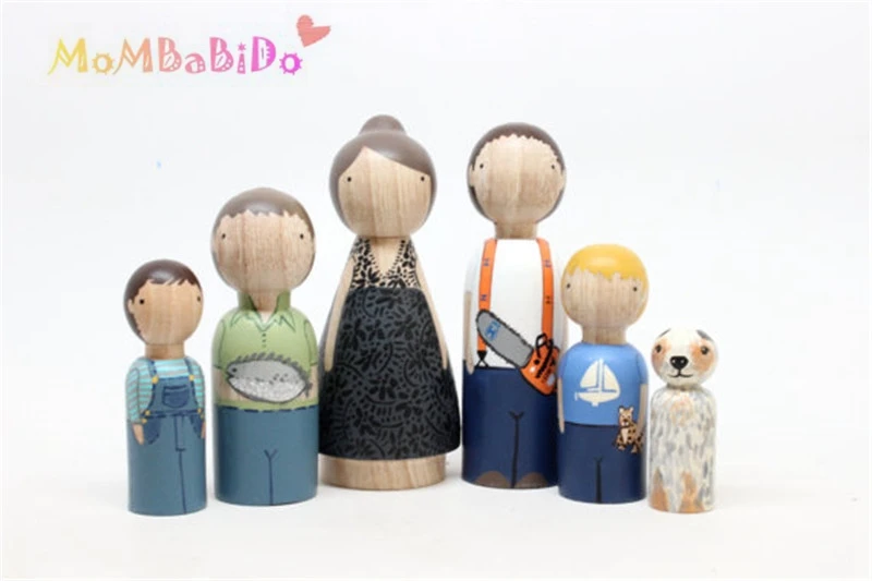 60Pcs-Family-Peg-Dolls-55mm-35mm-Best-Kids-Christmas-Gifts-Handmade-Maple-Wood-Unpainted-Wedding-Cake