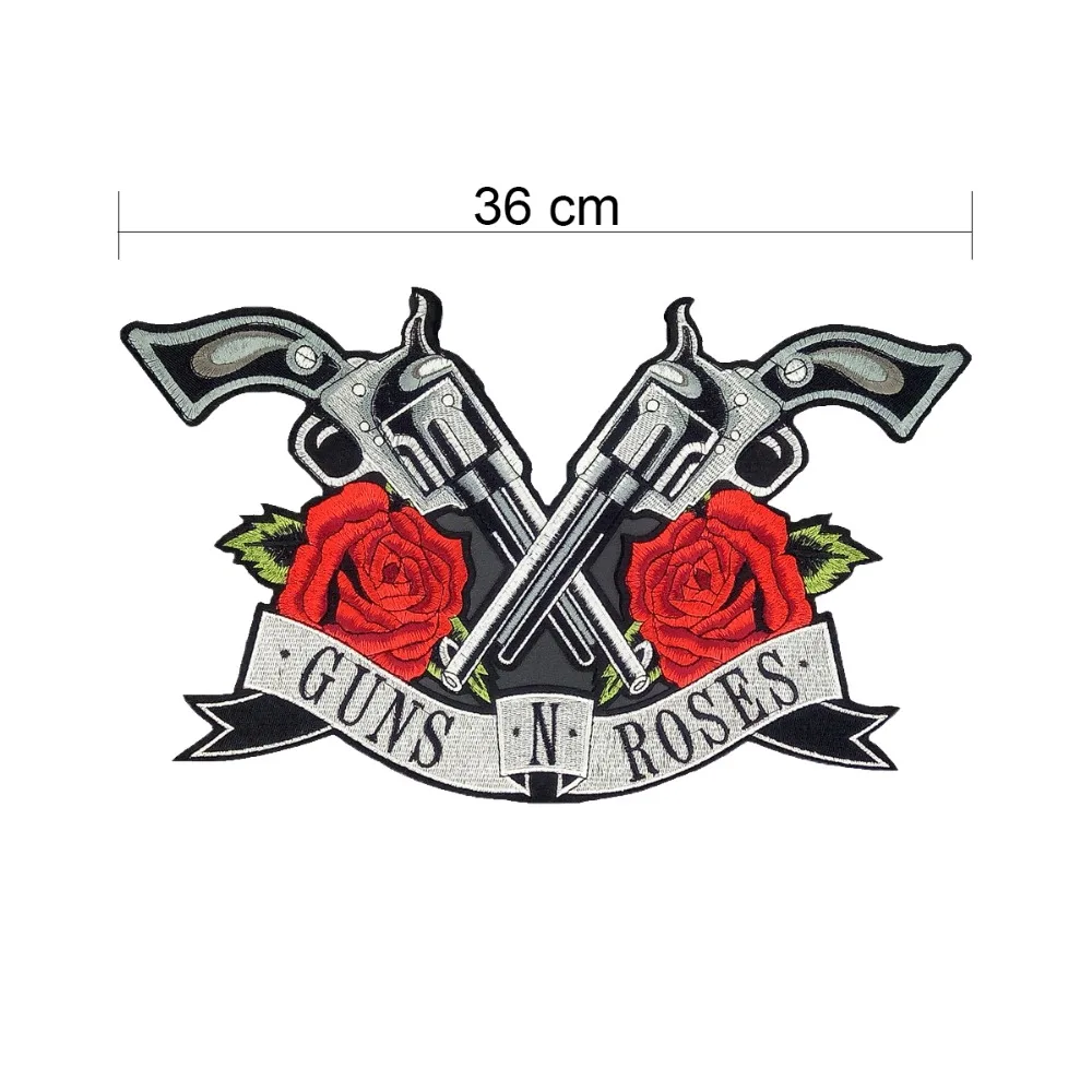 Guns & Roses Music Band Patch Embroidery Iron on backing for Jacket Custom DIY Design Black twill fabric (4)
