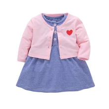 2 шт. для маленьких детей дети путешественник боди babysoft платье и кардиган мягкий, для новорожденных Хлопковые Платья наборы ухода за кожей одежда маленьких