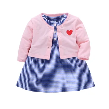 

2pcs baby children kids Traveler Babysoft Bodysuit Dress&Cardigan Infant Baby Soft Cotton Dresses Sets Baby Girl Clothes