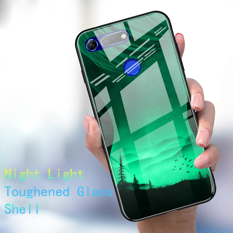 Светящийся чехол из закаленного стекла для Huawei Honor 10i View 20 V20 телесного цвета