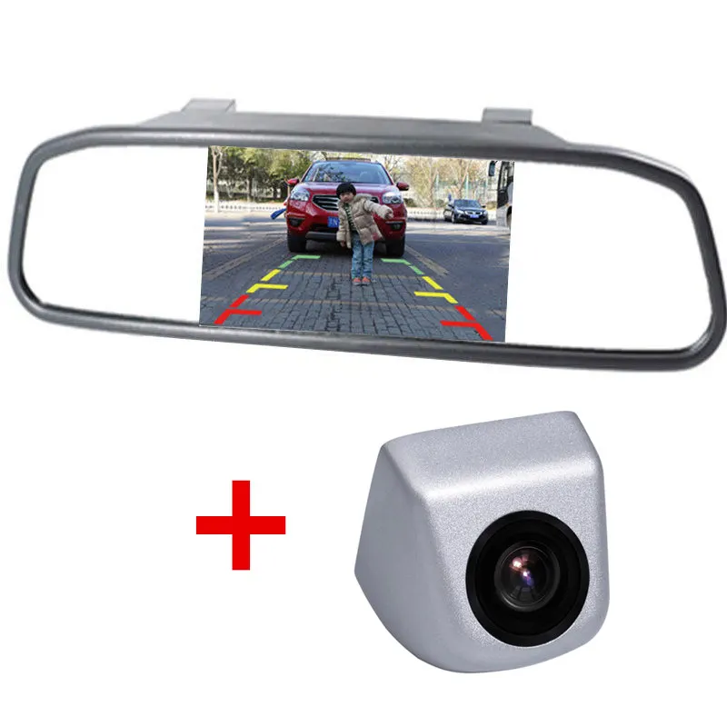 GSPSCN HD Металлическая Автомобильная камера заднего вида парковочная резервная камера заднего вида s+ Авто зеркальный монитор 5 дюймов HD 800*480 TFT lcd автомобильный монитор - Название цвета: gray monitor