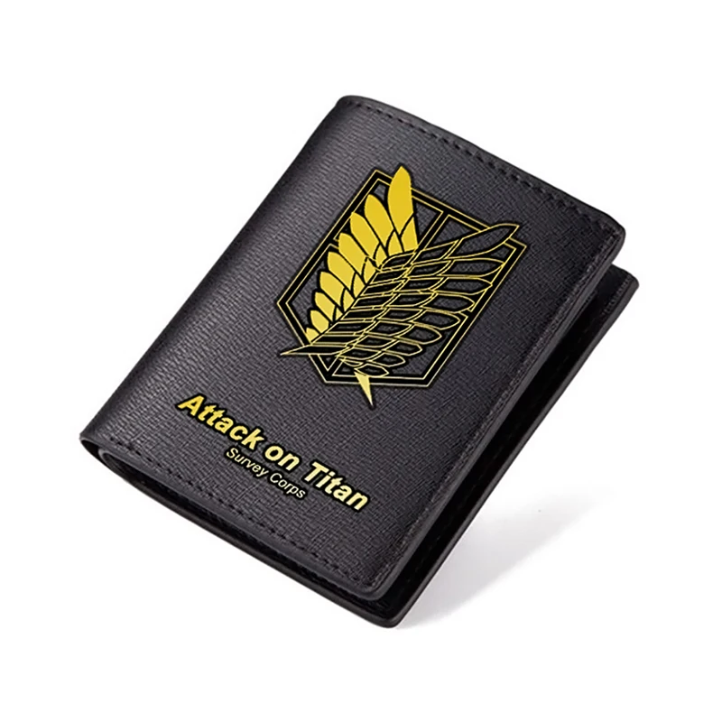 

Zshop Wallet Attack on Titan Black PU Short Purse Black Carteira Anime Fan Leather Long Purse for Men Women Fans