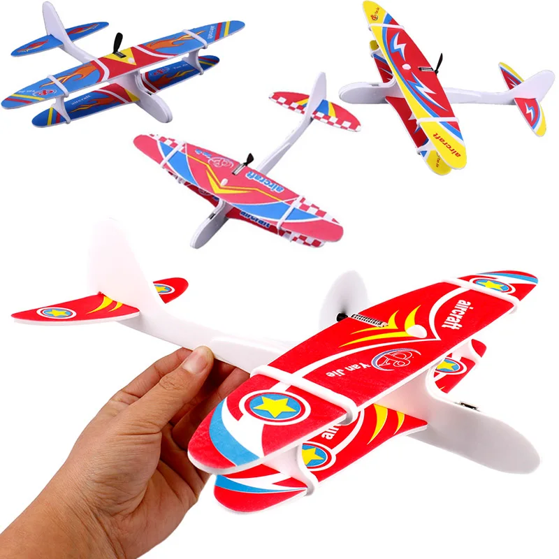 

New Foam Electric Aircraft Hand Throw Charging Biplane Model Anti Spin Gyroplane Model Vehicles Force Control Fighter Party Gift