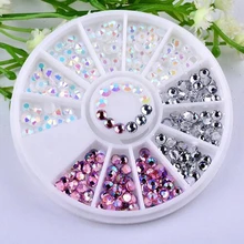 Красочные 3D круглые AB Стразы хрустальные блестящие Бусины Жемчужные колеса для дизайна ногтей советы ювелирные украшения аксессуары для самостоятельного маникюра инструменты