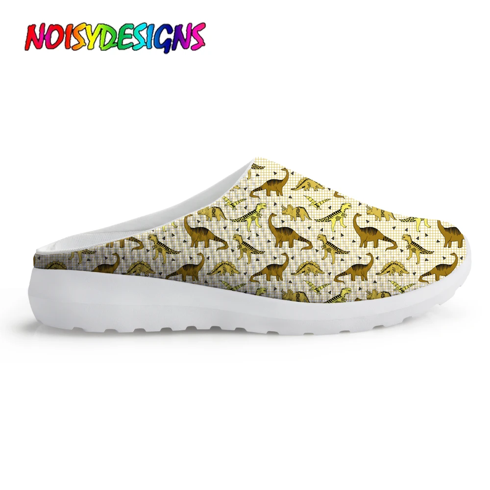 

NOISYDESIGNS Dinosaur Design Women Beach Slippers Breathable Flats Outside Sandals Tyrannosaurus Sandals Shower Chaussure Femme