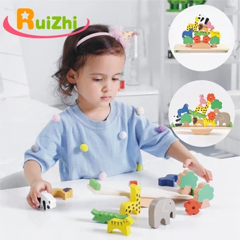 

Ruizhi Forest Animal Seesaw Children Wooden Balance Building Blocks Baby Montessori Educational Toys Kids Birthday Gifts RZ1079