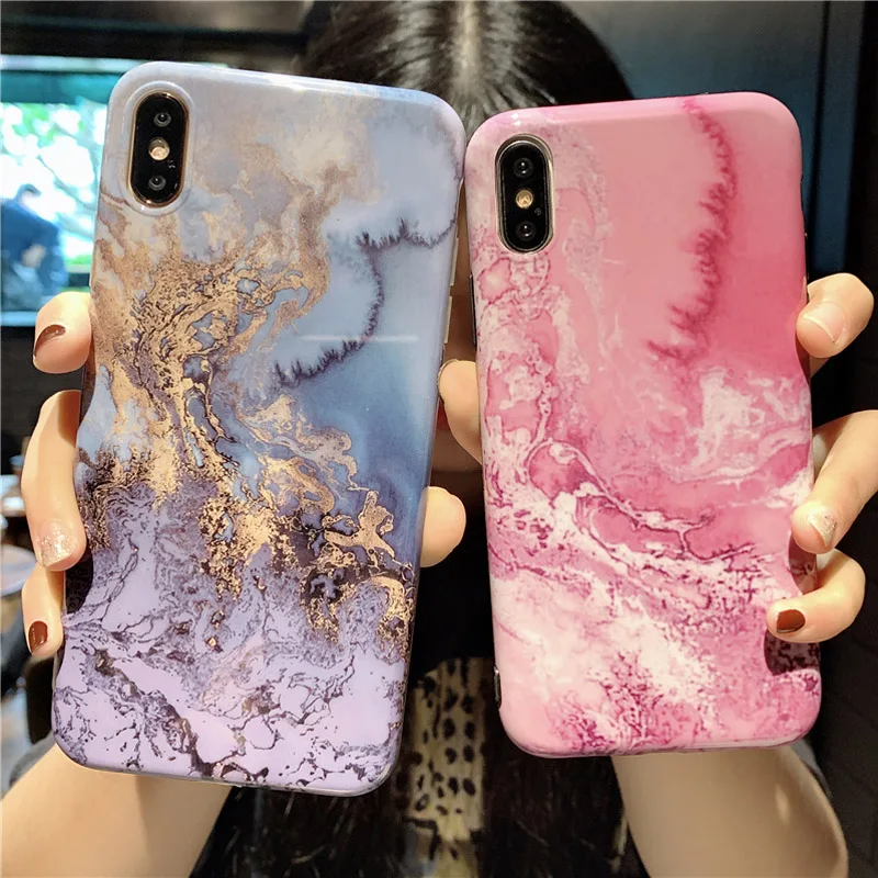 

Lovebay Marble Phone Case For iPhone 6 6s 7 8 Plus X XR XS Max Fashion Abstract Art Watercolor Soft IMD For iPhone X Phone Case