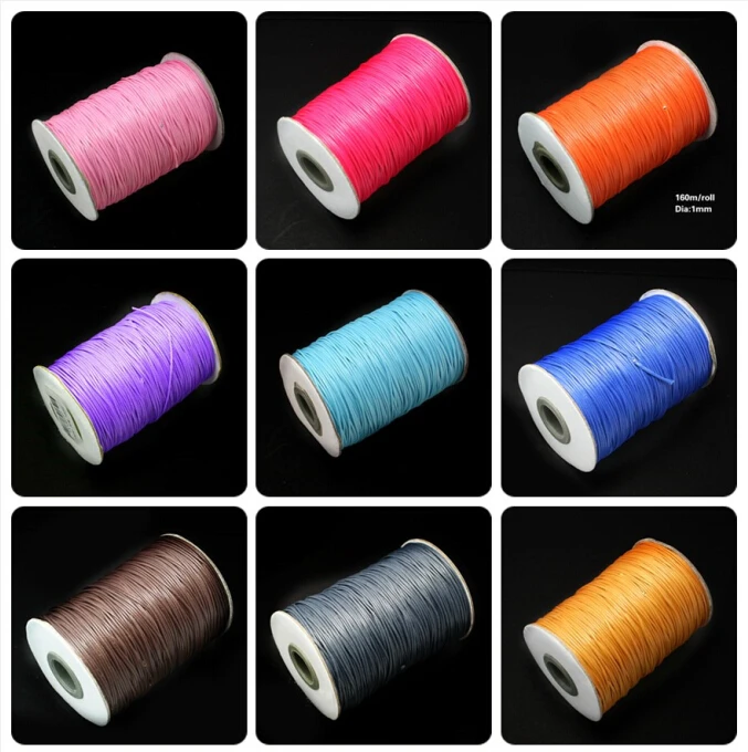 

15m/lot 1MM Wax Cord Thread String Strap Jewelry Cord Findings for DIY Bracelet & Necklace PS-FXT007