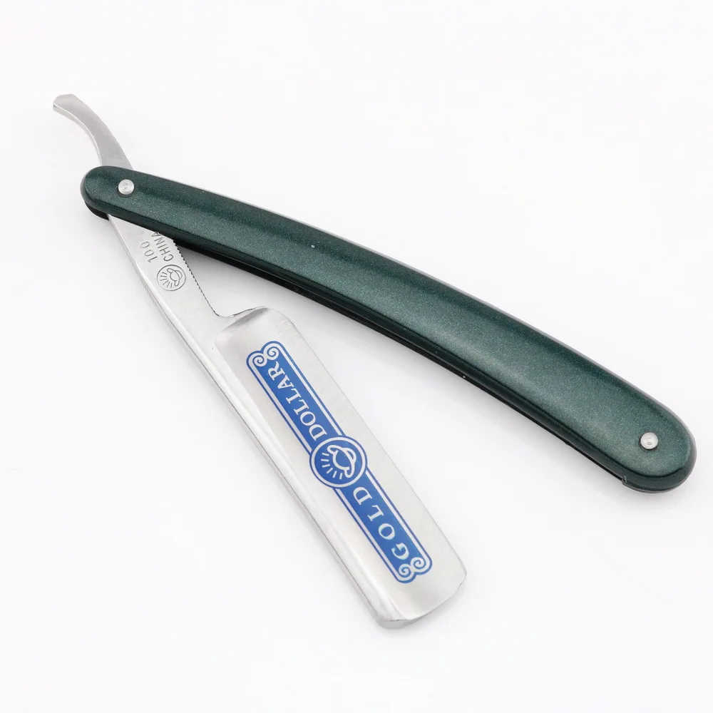 Straight Razor Folding shaving razor Gold dollar Model 100 Stainless Steel blade sharp Green handle with gift box 10PCS/LOT NEW 5