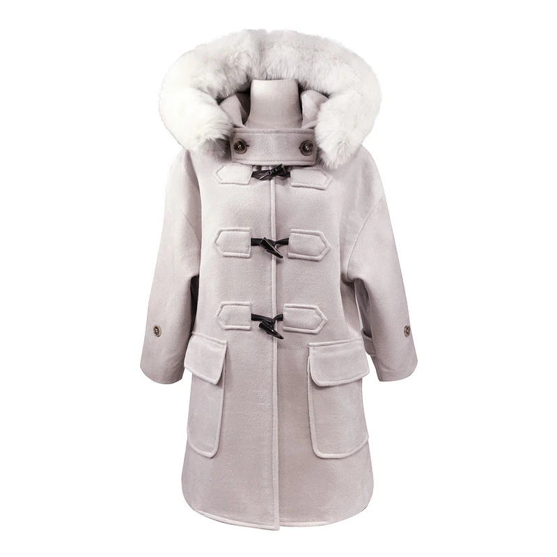 womens wool coat with fur hood