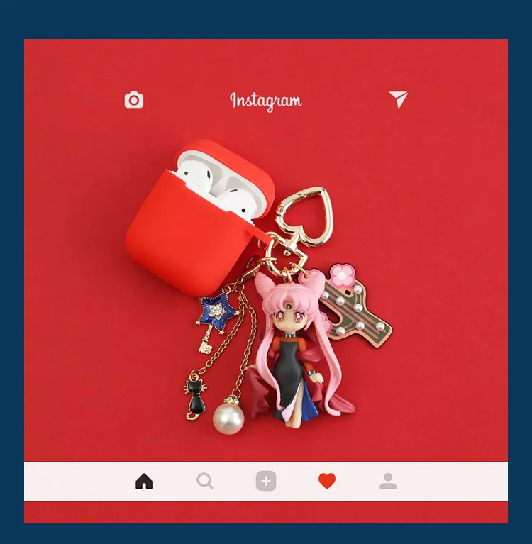 

New Cute Water Ice Moon Sailor Moon Keychain silcone protect bag for Apple Airpods Accessories Bluetooth Earphone Cover Case