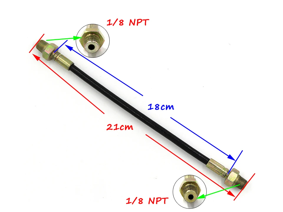 QUPB Пейнтбол высокого Давление шланг нейлоновая нить 21 см 1/8NPT наружная резьба HNY001