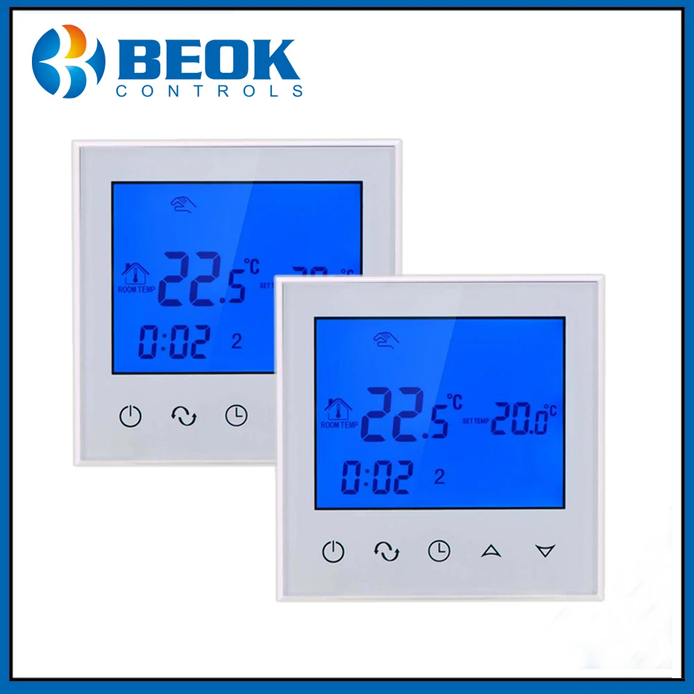 

2 Pieces TDS21-EP Blue Thermoregulator Touch Screen Heating Thermostat for Warm Floor Heating System Thermostat