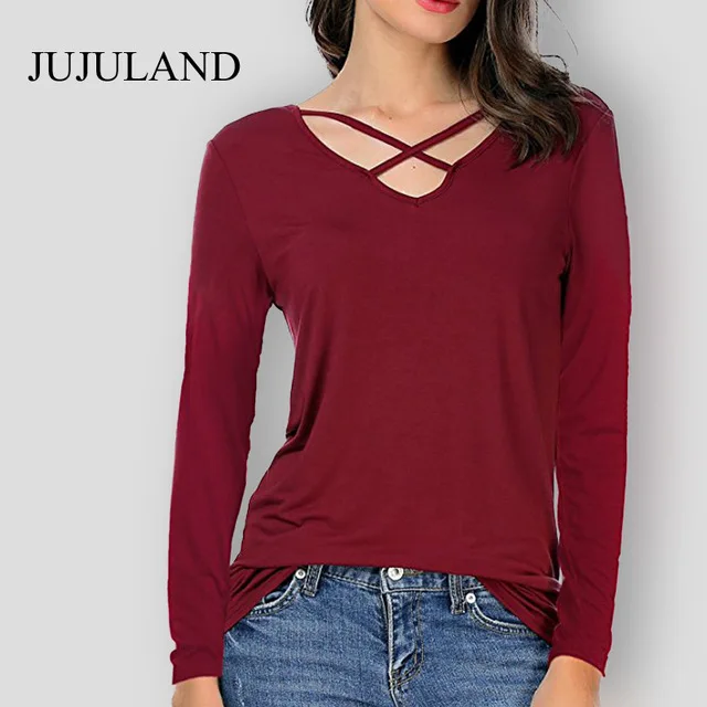 Plus-Size-Autumn-Women-Tops-Long-Sleeve-V-Neck-Cross-Casual-Black-Burgundy-Basic-Tees.jpg_640x640