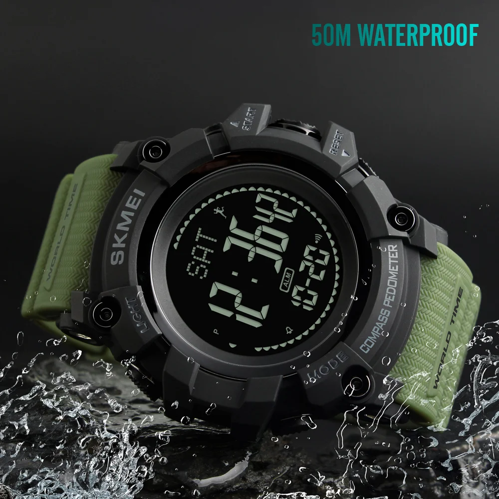 Baratos SKMEI S Shock reloj deportivo militar brújula podómetro calorías reloj digital hombre resistente al agua electrónicos relojes hombre 2018