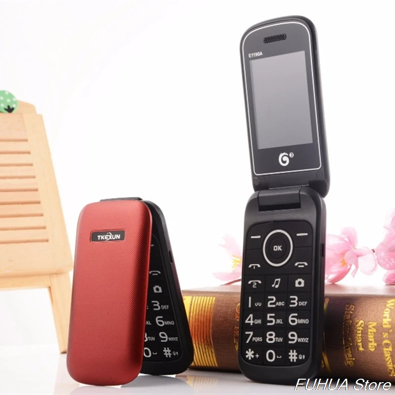 الأصلي TKEXUN E1190A المزدوج سيم الوجه الهاتف المحمول بلوتوث FM MP3 فيديو رخيصة الرجل العجوز الهاتف المحمول لوحة مفاتيح روسية