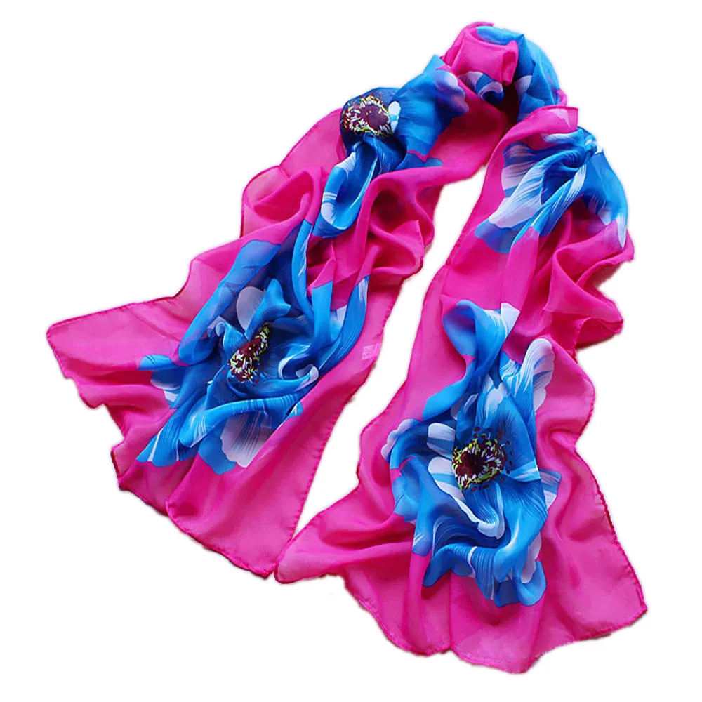 KANCOOLD шелковый шарф шаль ковбойские Уникальные стильные женские мягкие тонкие шифоновые шелковые шарфы с цветочным принтом шаль Pjan17