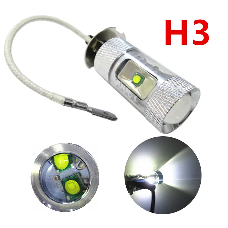 

2PCS High power Car led H3 fog light lamp H3 30W cree Chip 10 SMD LED DRL Driving light External light White 6000K DC 12V