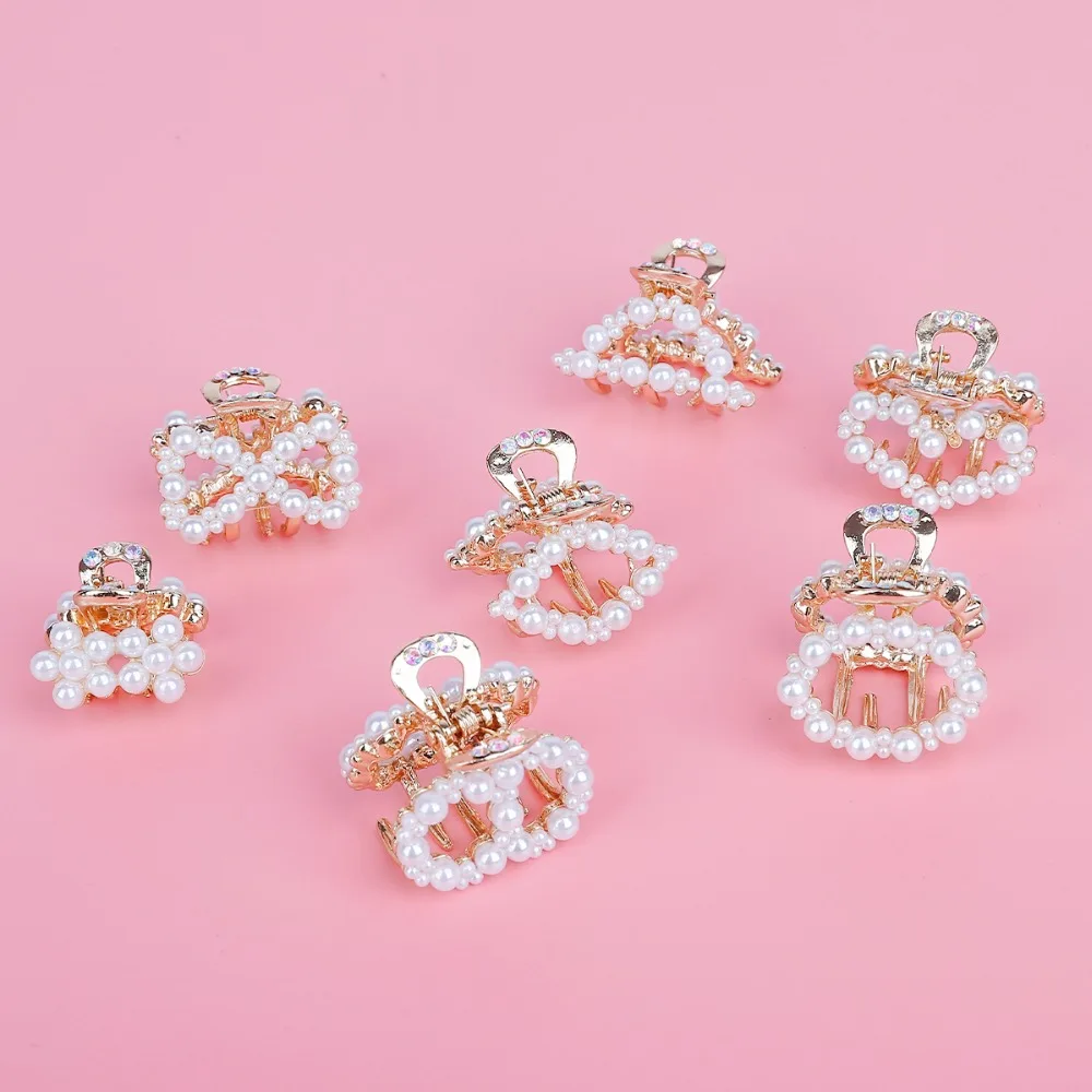 1Pc Luxury Rhinestone Pearls Metal Geometric Hairpins Crab Hair Claws butterfly hair clips for Girl Styling Accessories Headwear
