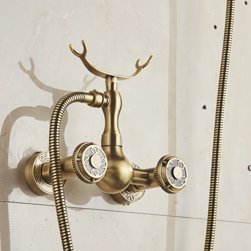 Wall Mounted Two Handles Antique Brass Finish Kitchen Sink Bathroom basin Faucet mixer tap BR-10851 - 32779704844