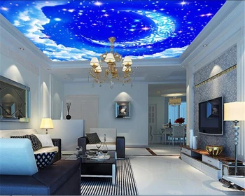 

beibehang Wall 3D Personality Beautiful Dream Star Moon Cloud Wallpaper Home Decoration Living room Ceiling Sofa 3d wallpaper