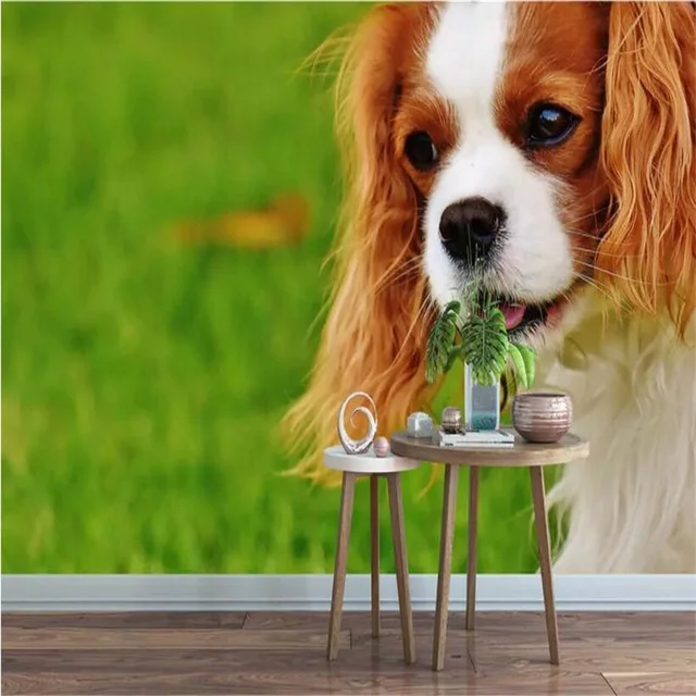 Custom Photo Wallpaper 3d Cute White Little Dogs Wallpaper Mural