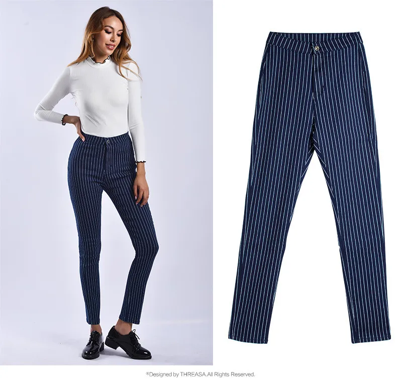 Большие размеры 2019 сексуальные винтажные джинсы для мам для женщин джинсы для женщин в полоску узкие джинсы с высокой талией