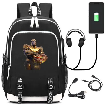 

Supervillain Thanos USB Backpack School Bookbag Kids Teens Laptop Travel Shoulder Bag Cartoon Gamers Bags