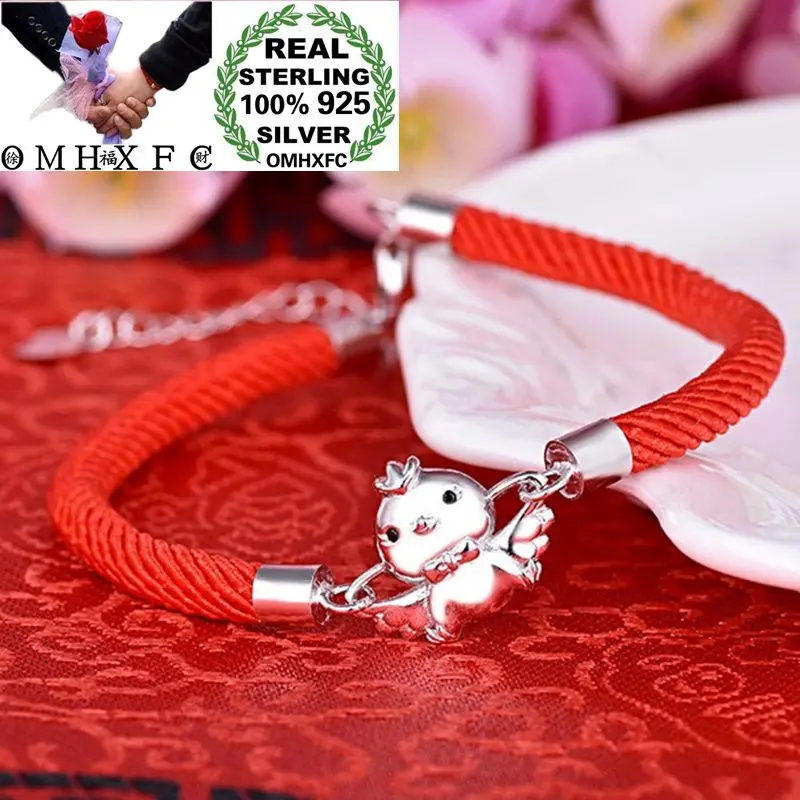 

OMHXFC Wholesale European Fashion Woman Party Birthday Wedding Hollow Chicken Zircon 100% S925 Sterling Silver Red Bracelet BC40