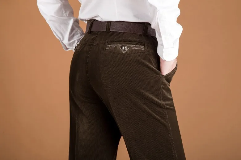 Стрейч вельветовые брюки весна и осень модные мужские повседневные брюки среднего возраста мужские вельветовые брюки прямые свободные