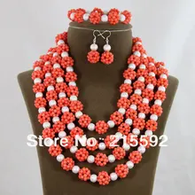 Модные африканские коралловые бусины комплект ювелирных изделий Африканский Свадебный комплект ювелирных изделий CJ006