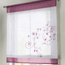 Embroidered Curtain for Living Room Sheer Window Panel Curtain Room Divider Tulle Sheer Curtain Drape Panel Voile Short Curtain contrast panel drape front marled coat