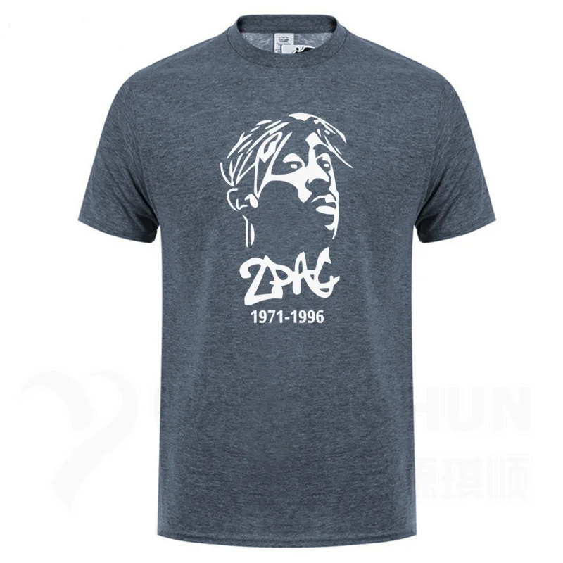 Thug Life Tupac 2PAC знаменитости портрет футболка хип-хоп рэп рок Мужская футболка модная мужская футболка с круглым вырезом хлопковые топы футболки - Цвет: Dark gray 1