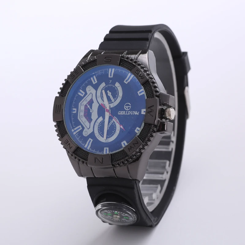 

Large Dial Men Quartz Watch Army Soldier Military Rubber Compass Fabric Analog Wrist Watch Sports Clock relogio masculino G91