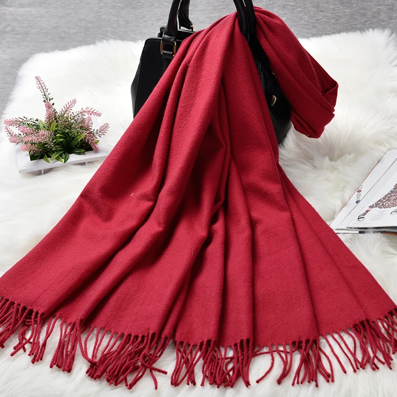 Осенне-зимний Модный женский шарф карамельного цвета, Одноцветный шарф из пашмины для девушек, дешевые кашемировые шарфы из искусственного меха