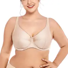 Женский бюстгальтер на косточках размера плюс с полным покрытием, не проложенный, твердая поддержка, контроль размера плюс 34-42 D DD E F G H