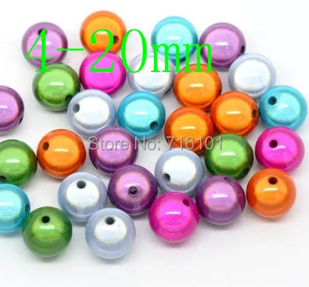 

Cheap Wholesale4-20mm Mixed Color Acrylic Miracle Round Chunky Beads, Newest Colorful Loose Beads for Jewelry Making DIY