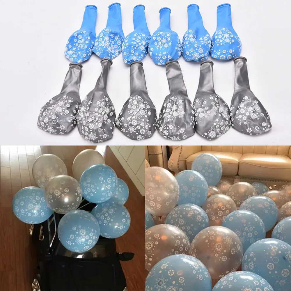 

12Pcs Decorations Toy Latex Frozen Snowflake balloon Christmas Latex Balloon Birthday Party Gift Latex Balloon