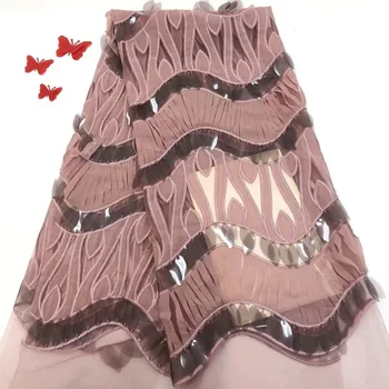 

S-12252 fashionable sequins tulle embroidery french net lace fabric for party dress