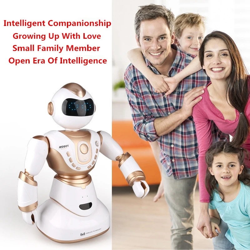 2018 Large Smart RC Robot 2850 2.4G 51CM Head Hand Turn LED expression voice dialogue intelligent Sport rc robot toy with lights