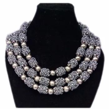 

Bridal Jewelry Set Earrings Necklace Bracelets 3 Layers African Nigerian Beads Women Jewellery Set Dubai Free Shipping