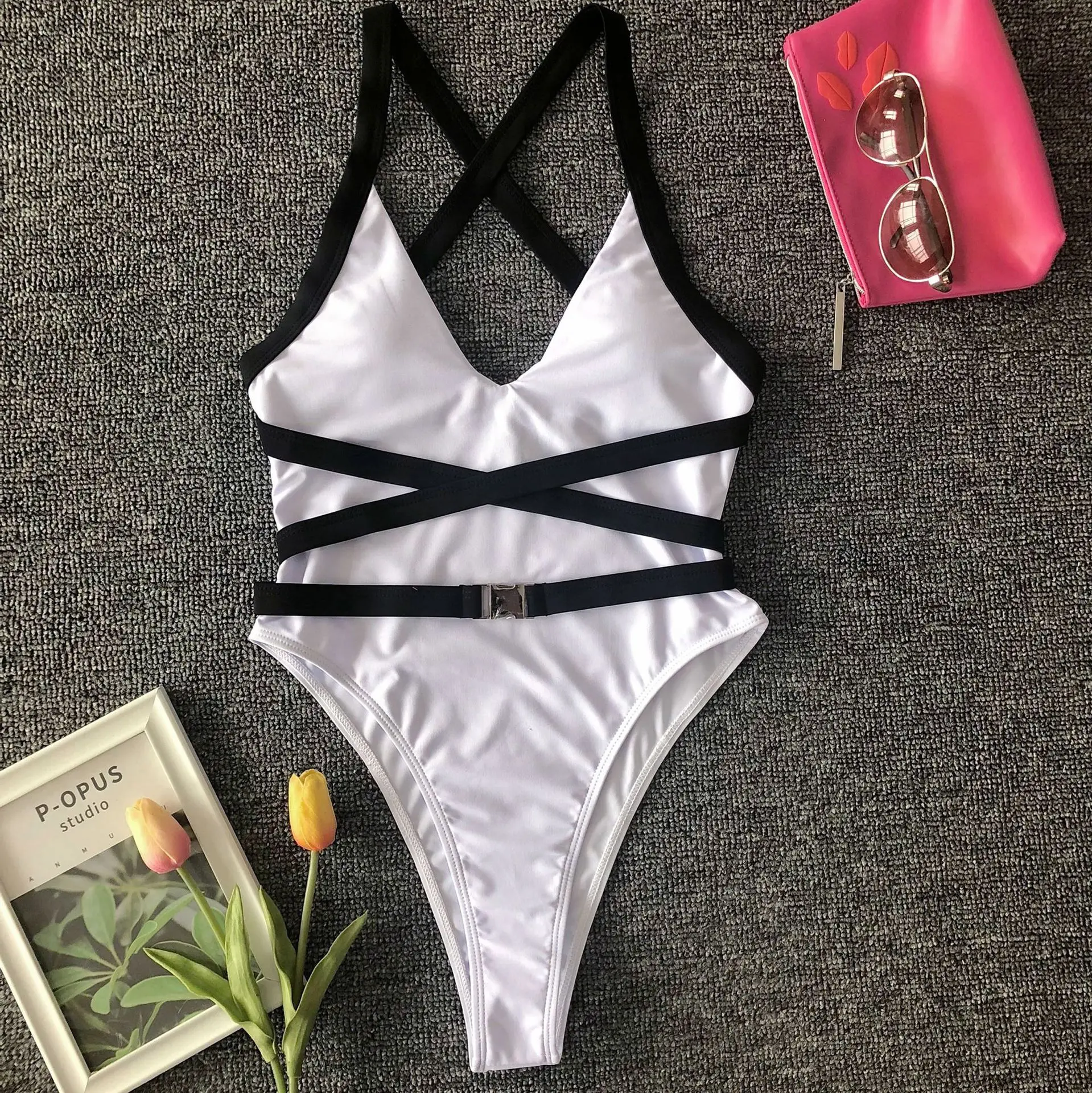 

Halter One Piece Swimsuit 2019 Sexy One Piece Swimsuit Women Bandage Swimwear Bodysuit Beach Bathing Suit Monokini Swimming Suit