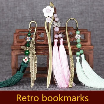 

Retro style bookmarks Chinese style classical tassel creative metal cute birthday gift female student with element greeting card