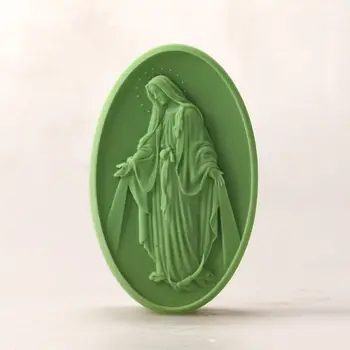 

Grainrain The Virgin Mary Handcrafted Soap Molds Silicone Oval DIY Craft Candle Mold