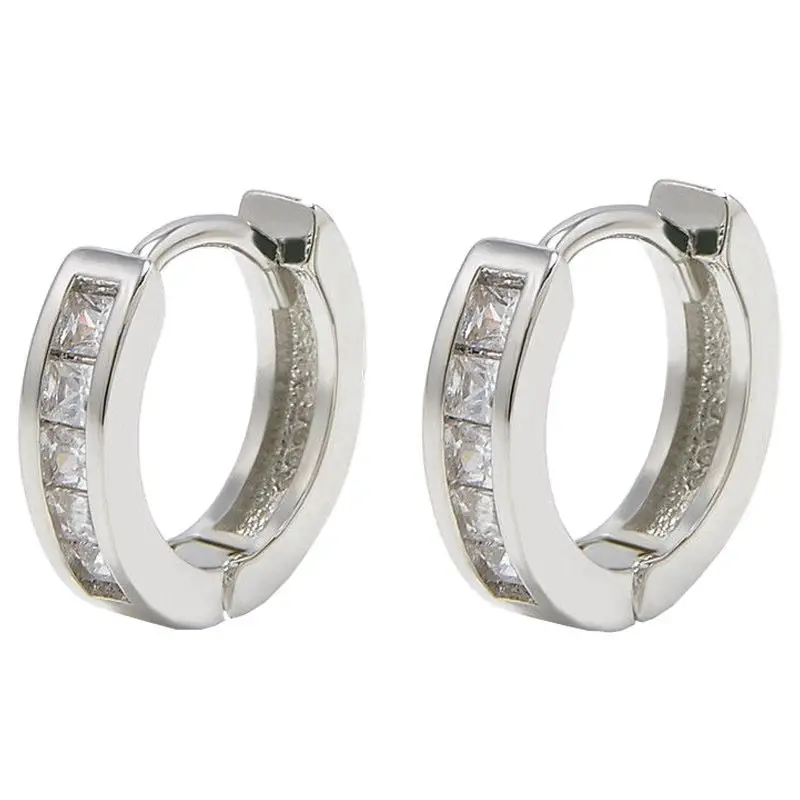 Rhinestone Crystal Huggie Earrings Silver | Украшения и аксессуары