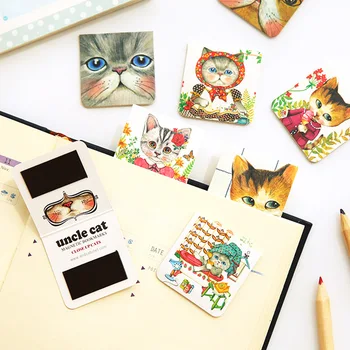 

4 set/Lot Uncle cat magnetic bookmarks Mini page clip for book mark Kawaii Stationery Office accessories School supplies 6115